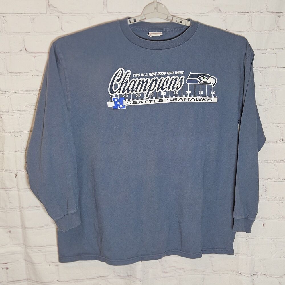 NFL Seattle Seahawks 2005 NFC Y2K West Champions Long Sleeve T-Shirt Men's XL